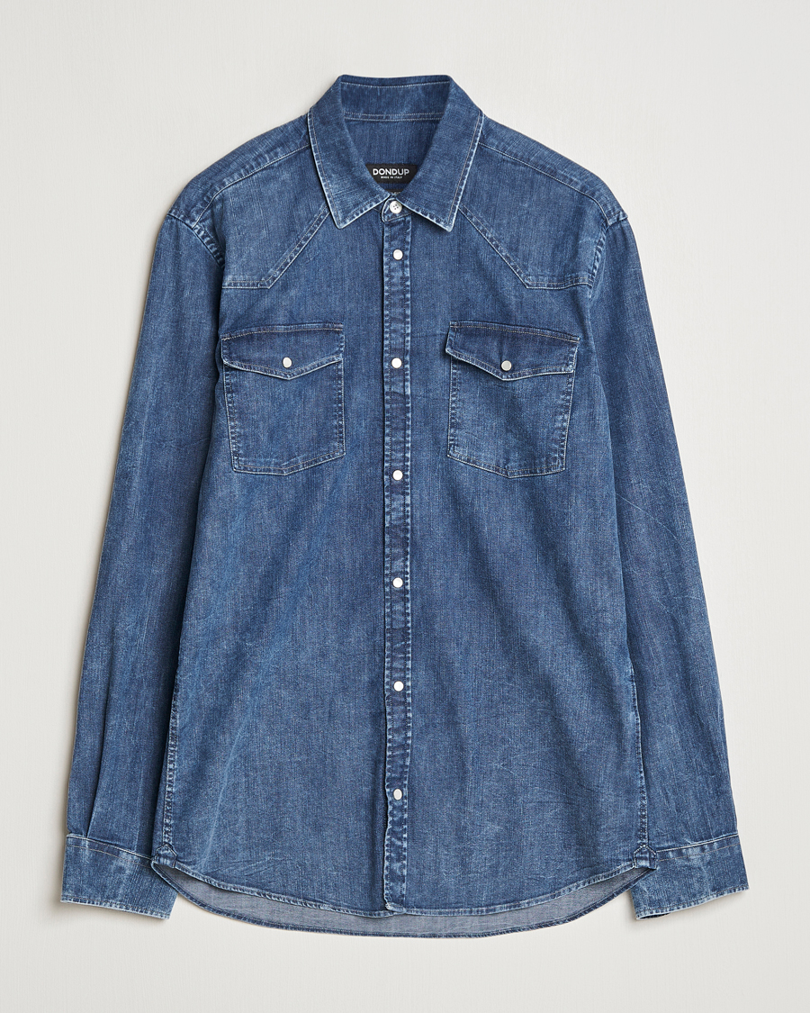 Heren | Overhemden | Dondup | Slim Fit Denim Shirt Medium Blue