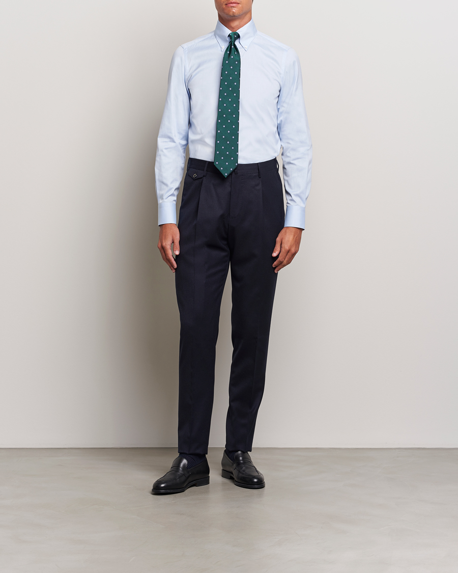 Heren | Overhemden | Finamore Napoli | Milano Slim Oxford Button Down Shirt Light Blue