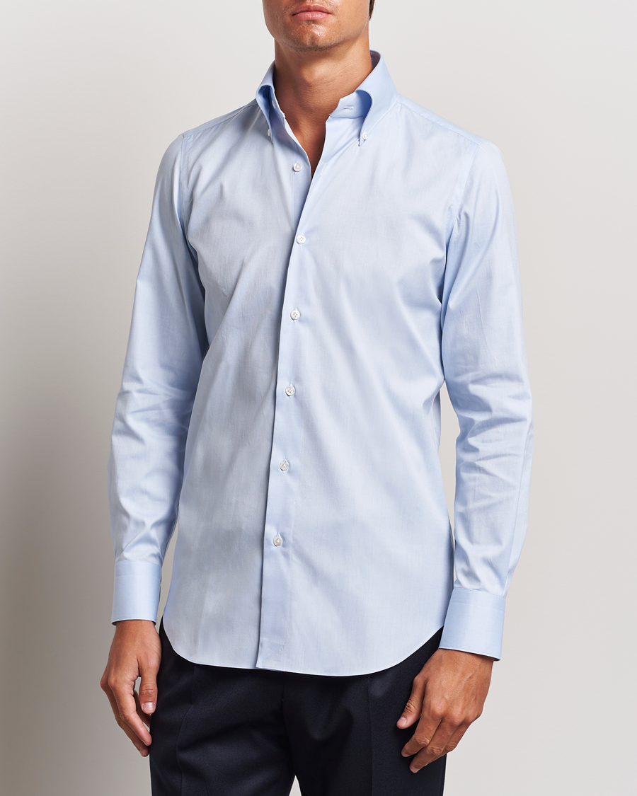 Heren | Overhemden | Finamore Napoli | Milano Slim Oxford Button Down Shirt Light Blue