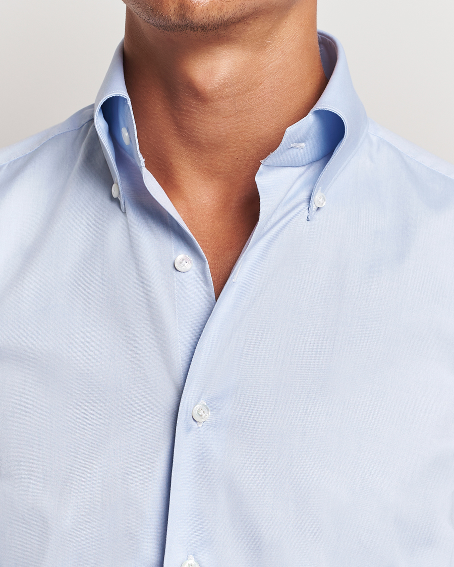 Heren | Overhemden | Finamore Napoli | Milano Slim Oxford Button Down Shirt Light Blue
