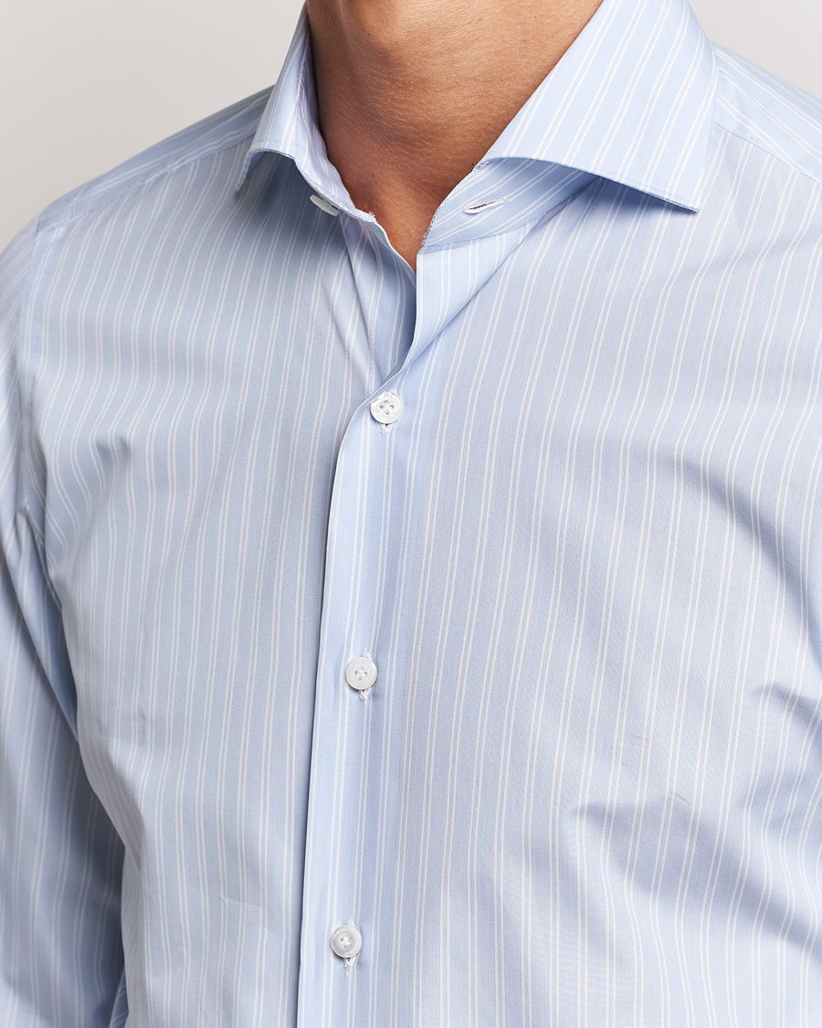 Heren | Overhemden | Finamore Napoli | Milano Slim Giza 170 Striped Dress Shirt Blue