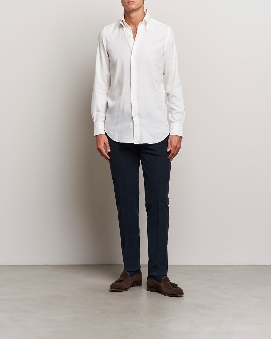 Heren | Overhemden | Finamore Napoli | Milano Slim Cashmere BD Shirt White