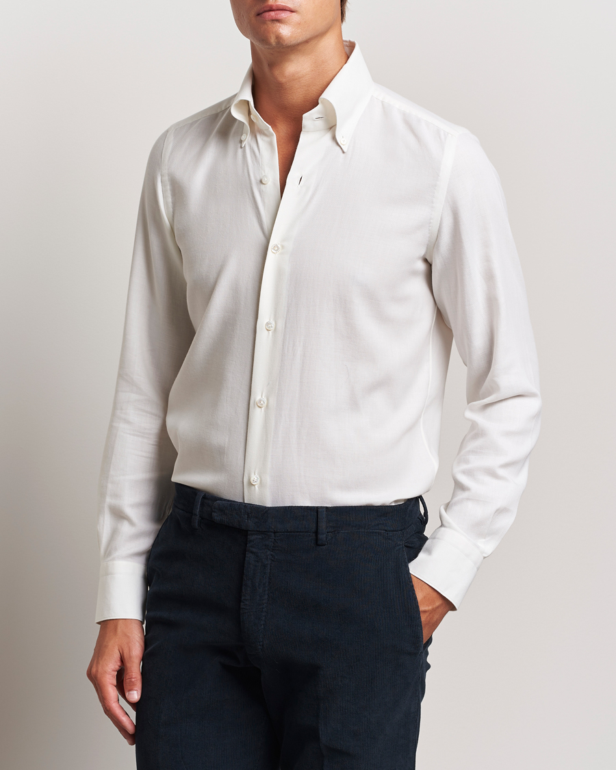 Heren | Overhemden | Finamore Napoli | Milano Slim Cashmere BD Shirt White