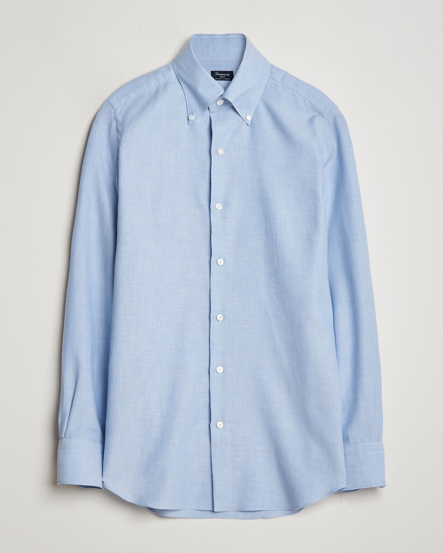 Heren | Overhemden | Finamore Napoli | Milano Slim Cashmere BD Shirt Light Blue