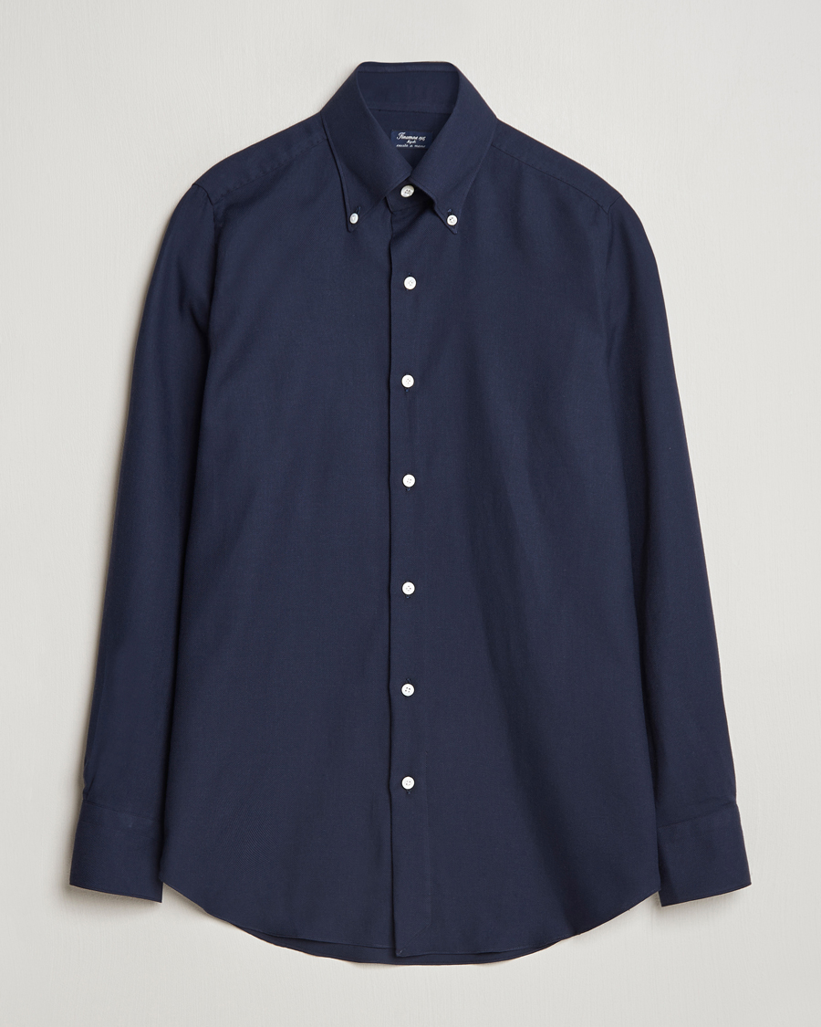 Heren | Overhemden | Finamore Napoli | Milano Slim Cashmere BD Shirt Navy