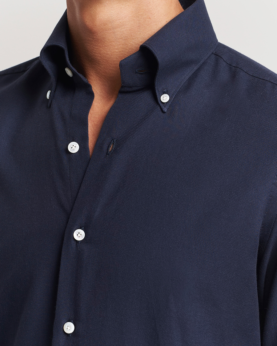 Heren | Overhemden | Finamore Napoli | Milano Slim Cashmere BD Shirt Navy