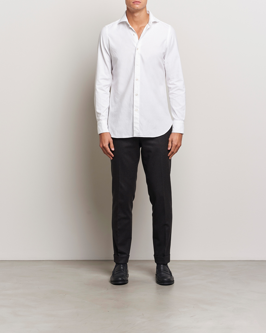 Heren | Overhemden | Finamore Napoli | Gaeta Flannel Shirt White