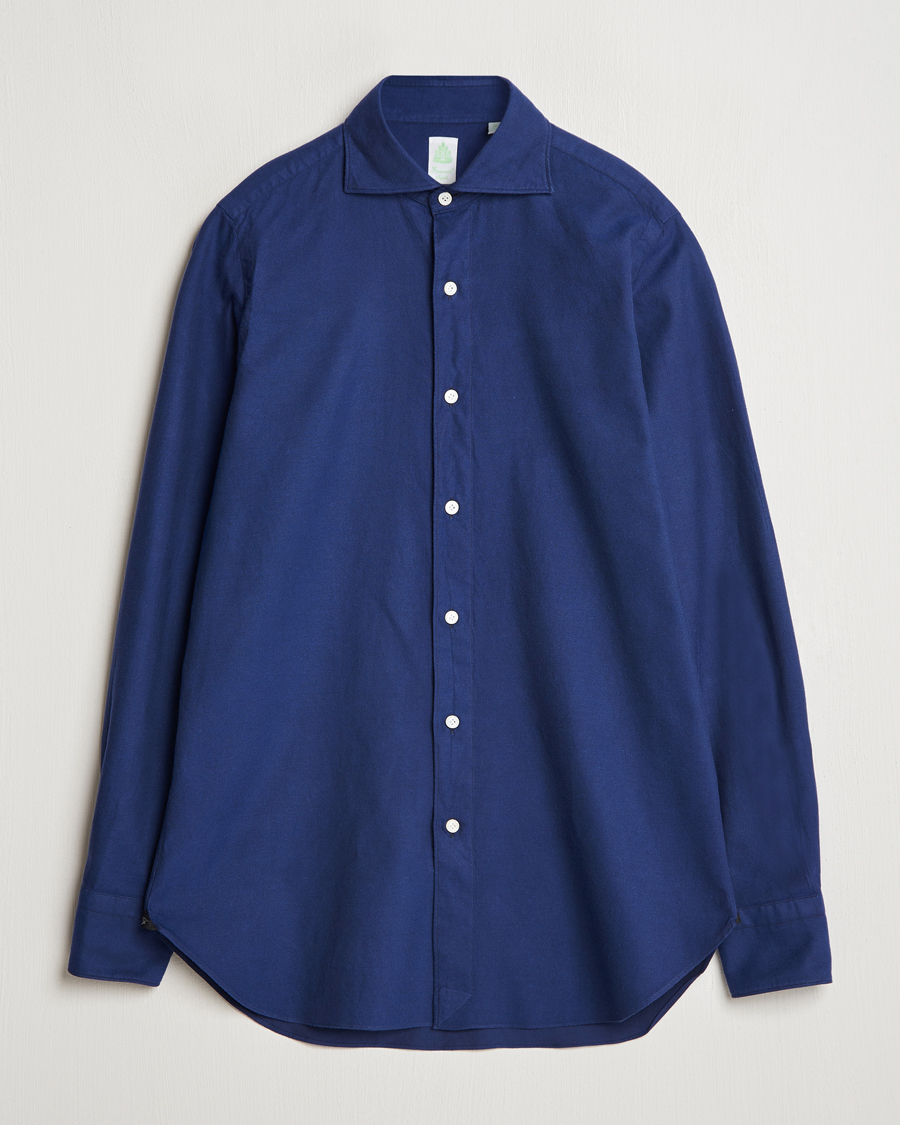 Heren | Overhemden | Finamore Napoli | Gaeta Flannel Shirt Navy