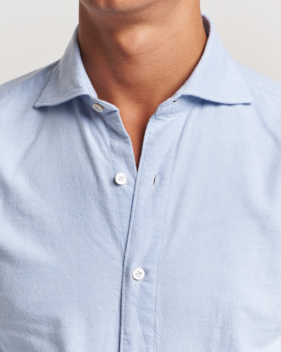 Heren | Overhemden | Finamore Napoli | Gaeta Brushed Oxford Shirt Light Blue