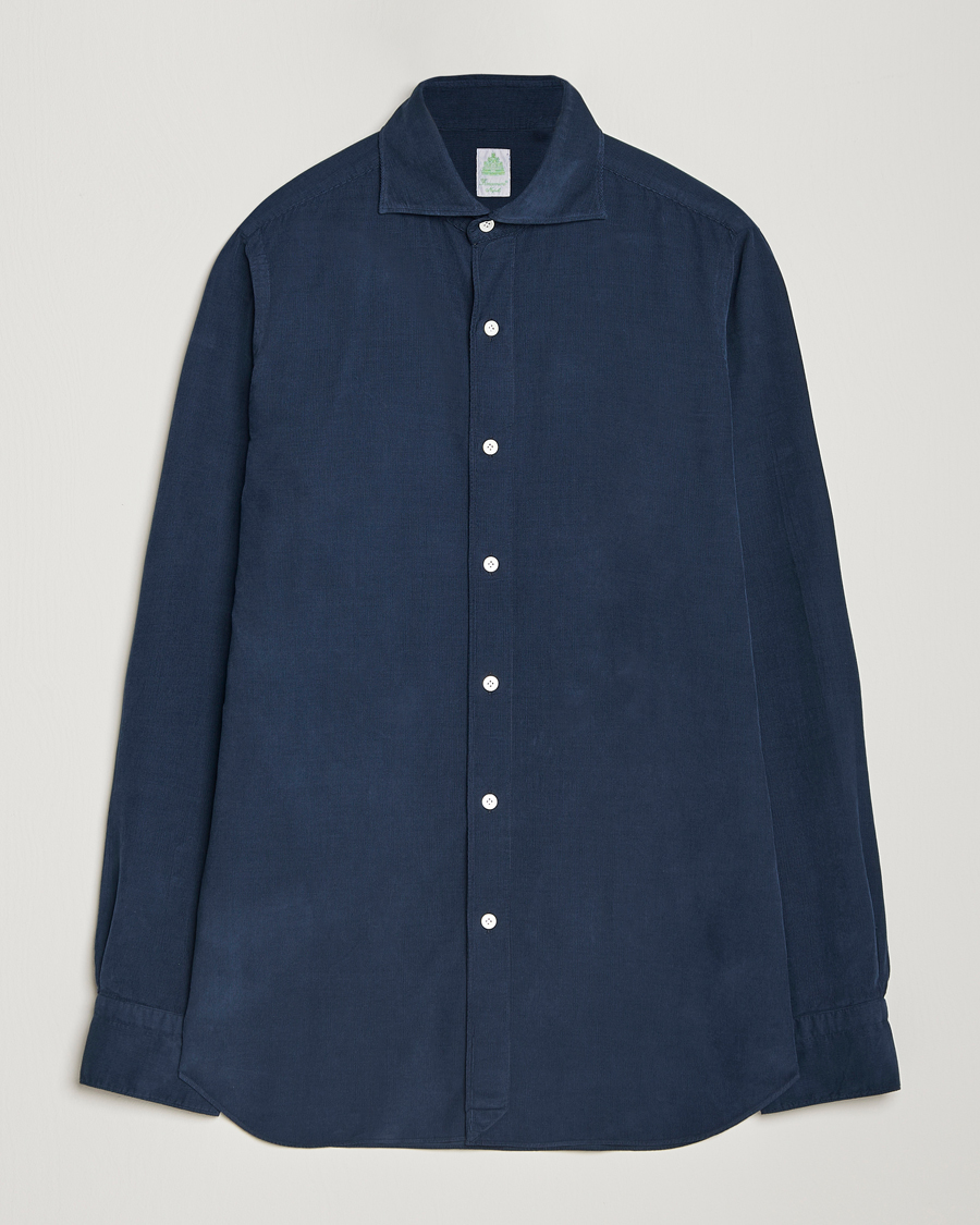 Heren | Overhemden | Finamore Napoli | Gaeta Corduroy Shirt Navy