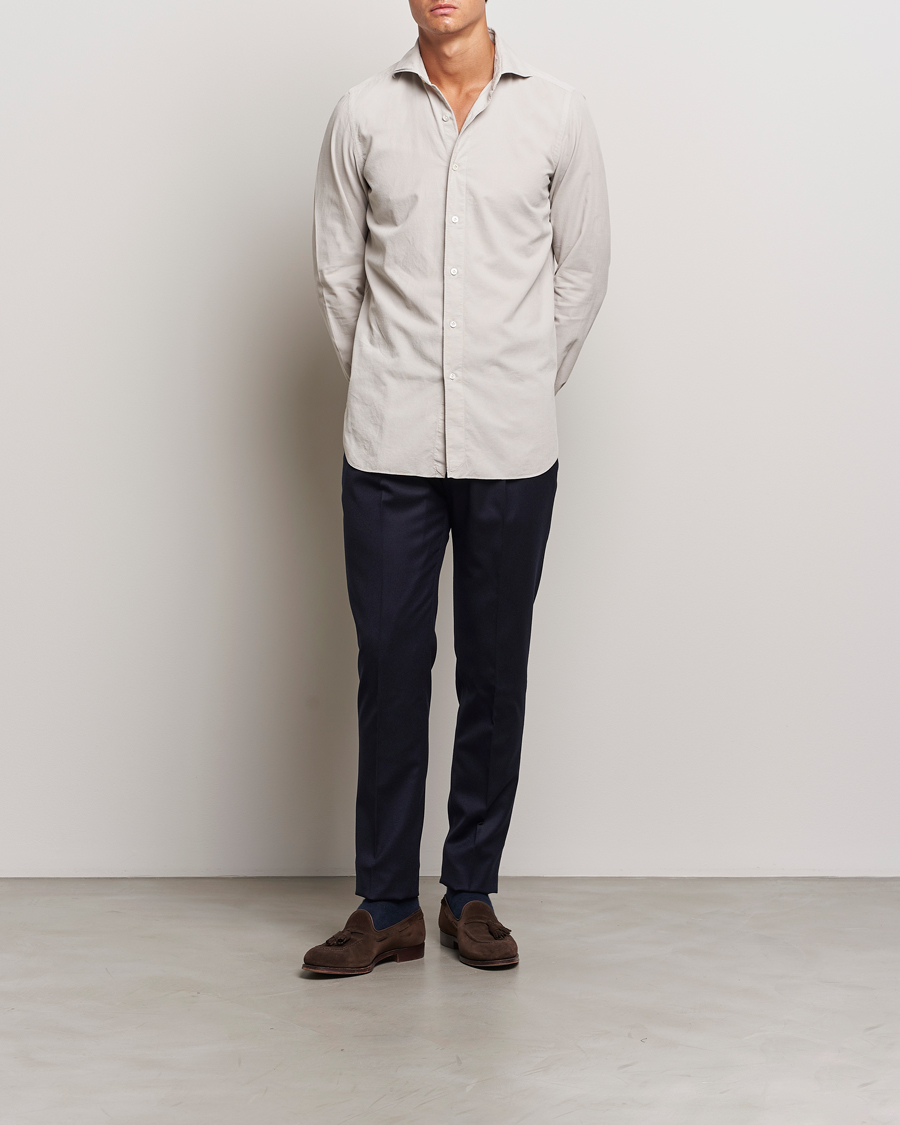 Heren | Overhemden | Finamore Napoli | Gaeta Corduroy Shirt Light Beige