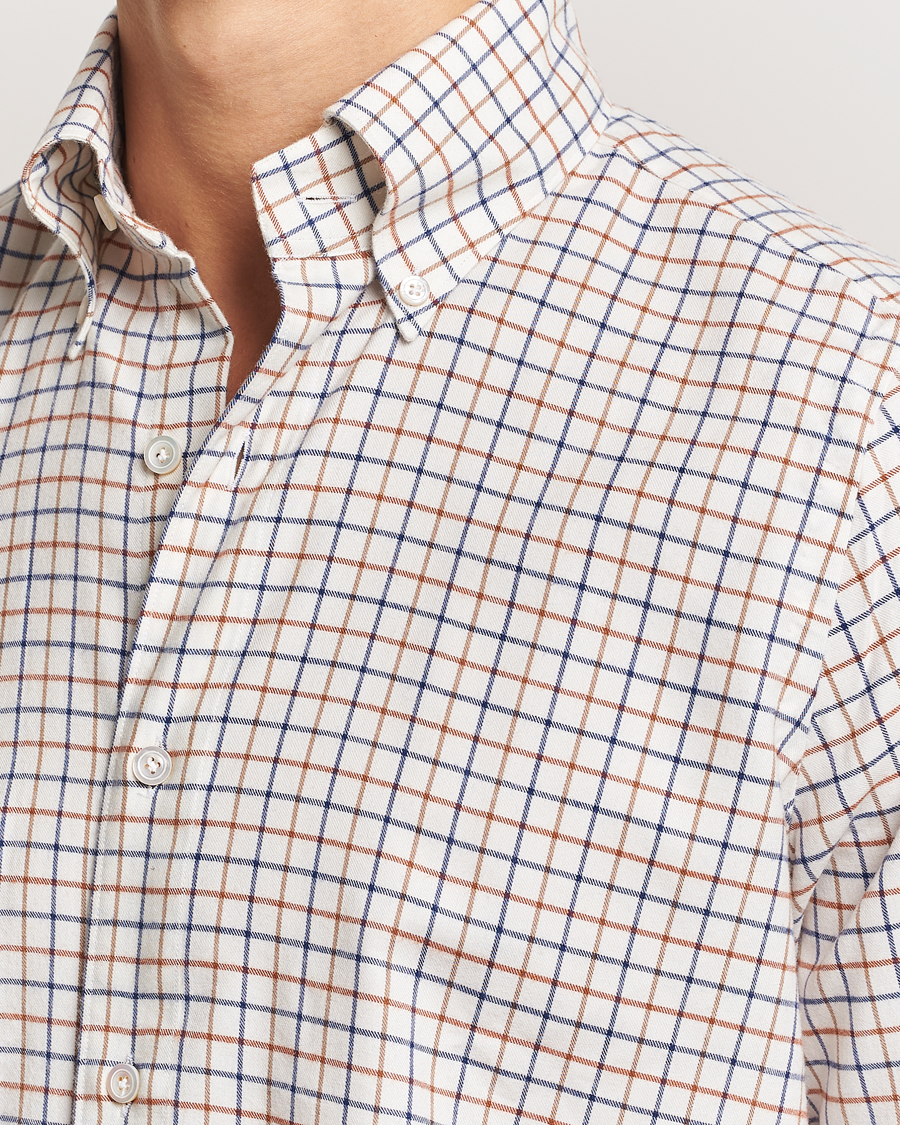 Heren | Overhemden | Finamore Napoli | Gaeta Flannel Shirt Beige Check