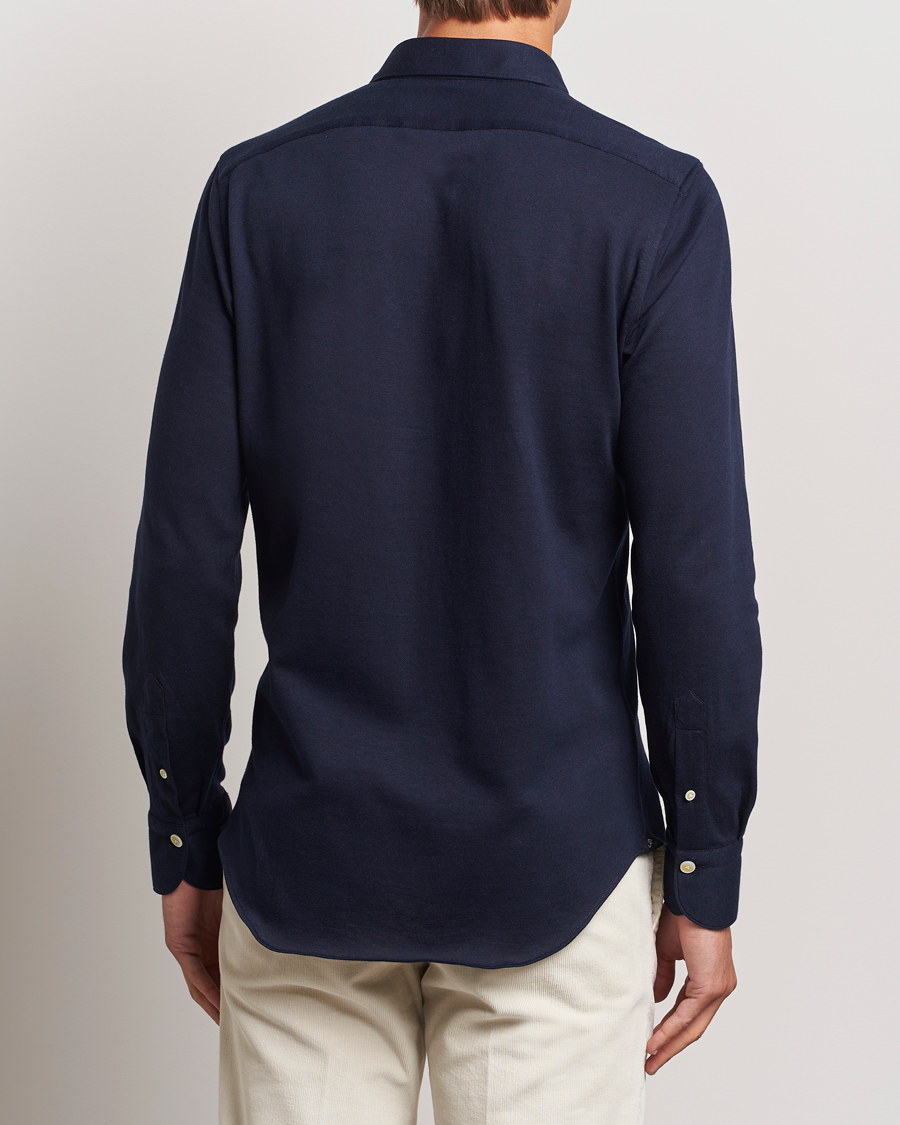 Heren | Overhemden | Finamore Napoli | Cotton/Cashmere Jersey Shirt Navy