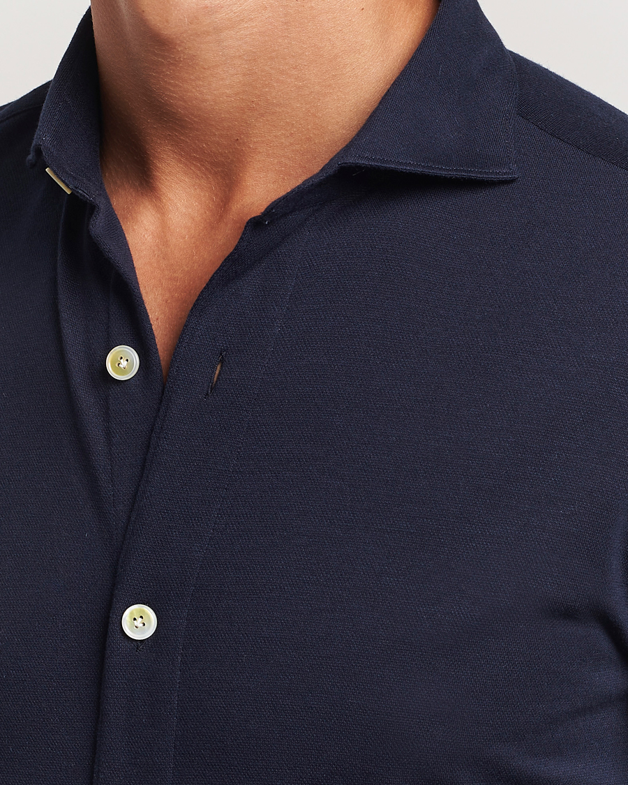 Heren | Overhemden | Finamore Napoli | Cotton/Cashmere Jersey Shirt Navy