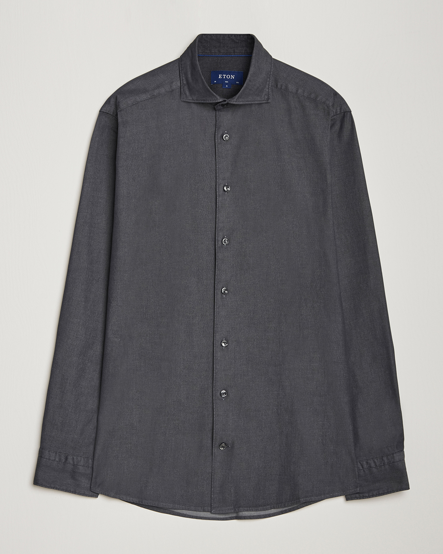 Heren | Overhemden | Eton | Slim Fit Stretch Denim Shirt Black
