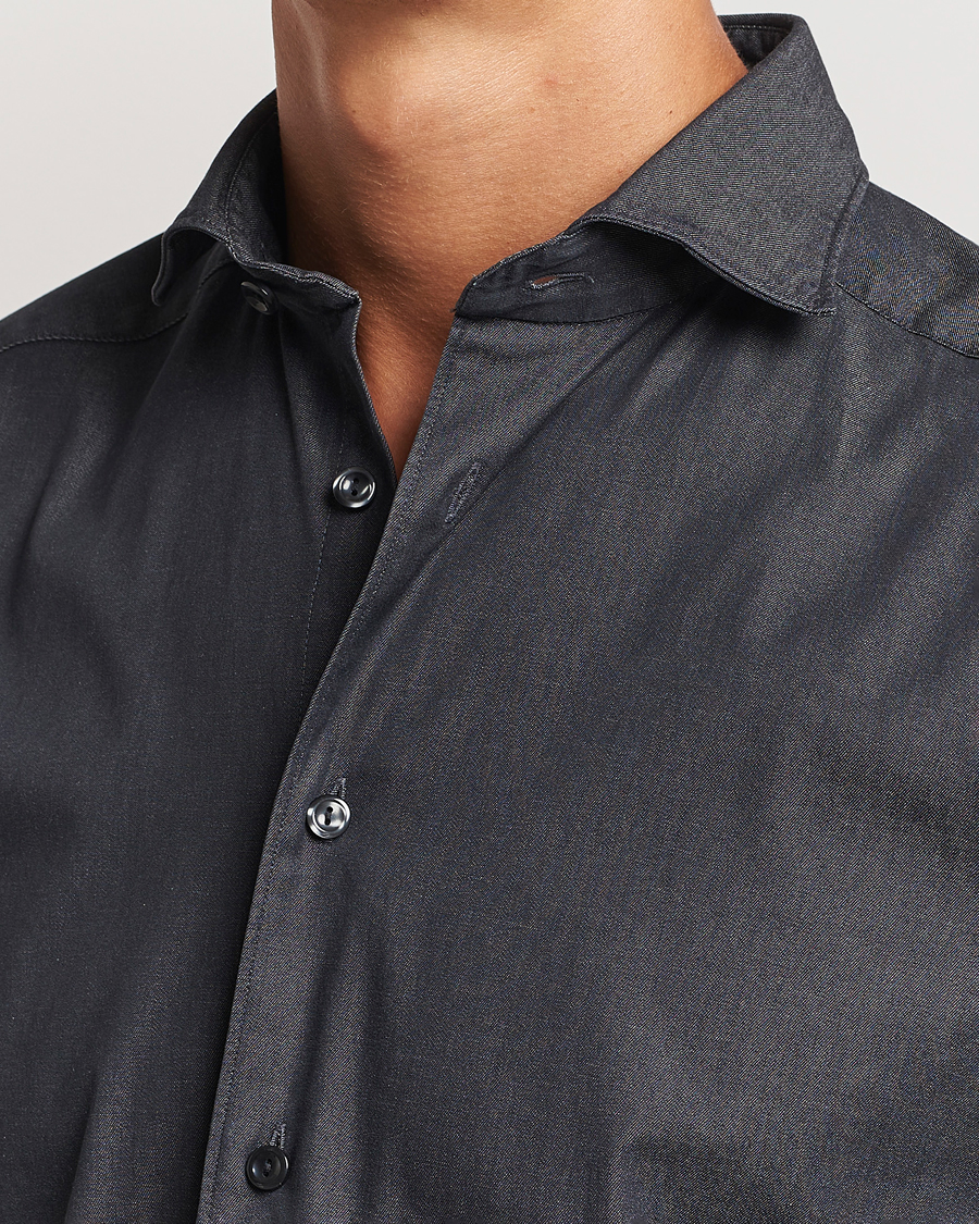 Heren | Overhemden | Eton | Slim Fit Stretch Denim Shirt Black