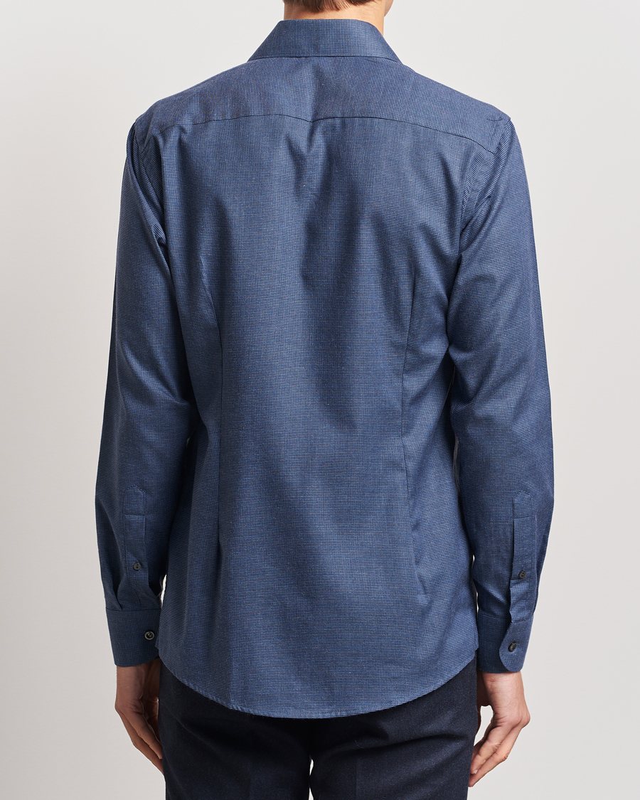 Heren | Overhemden | Eton | Slim Fit Wrinkle Free Flannel Pepita Shirt Blue