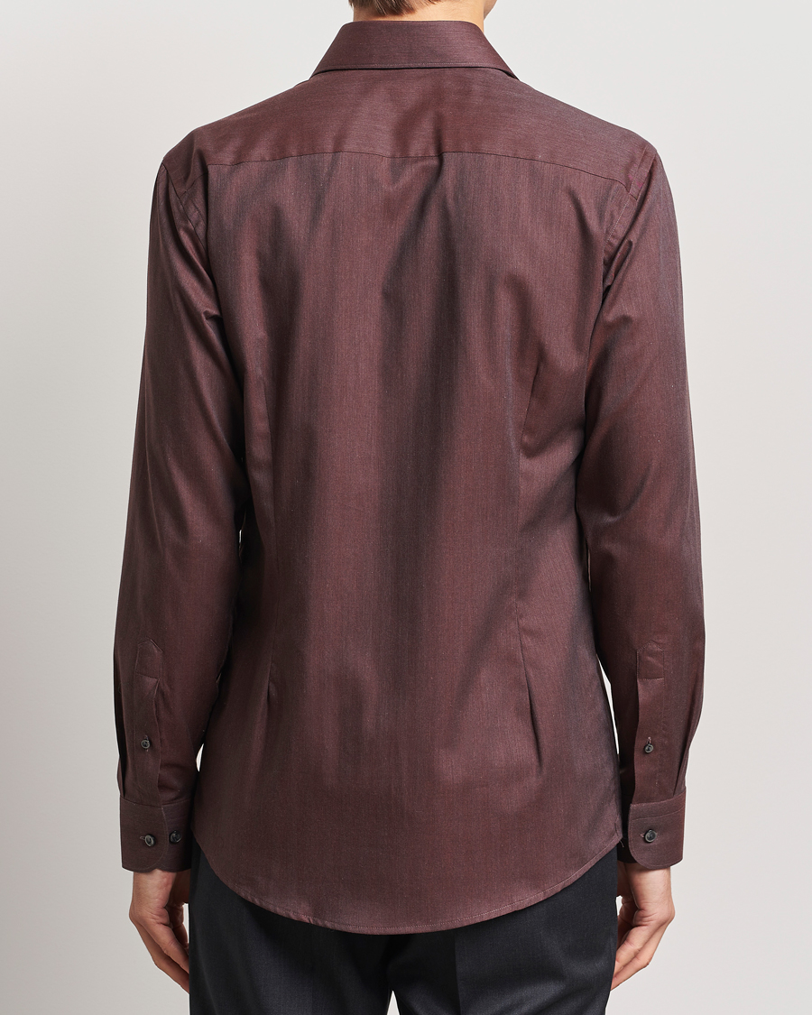 Heren | Overhemden | Eton | Slim Fit Wrinkle Free Flannel Shirt Dark Red