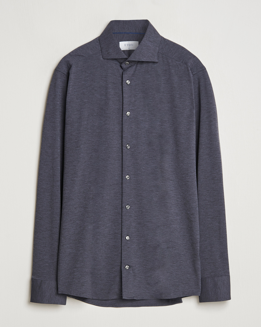 Heren | Overhemden | Eton | Slim Fit Four Way Stretch Shirt Dark Grey