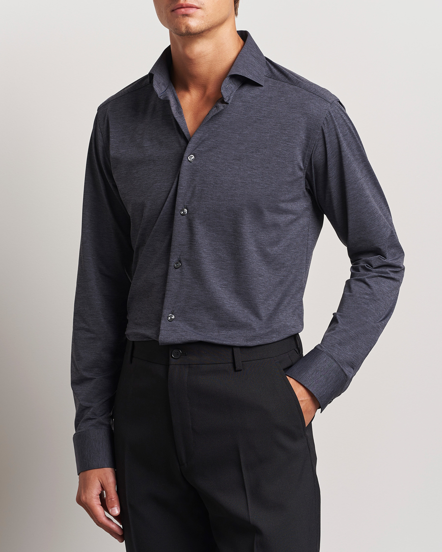Heren | Overhemden | Eton | Slim Fit Four Way Stretch Shirt Dark Grey