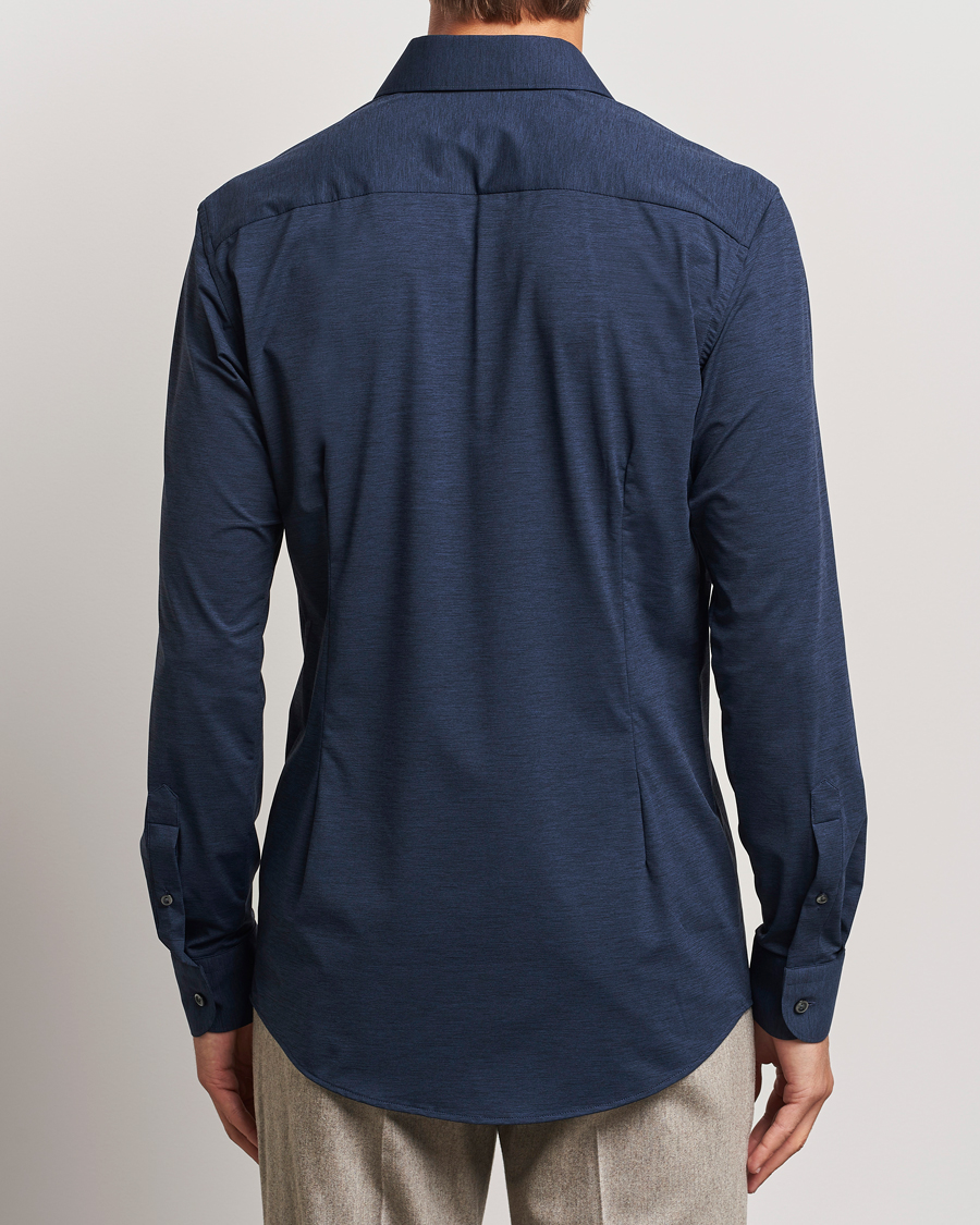 Heren | Overhemden | Eton | Slim Fit Four Way Stretch Shirt Navy Blue