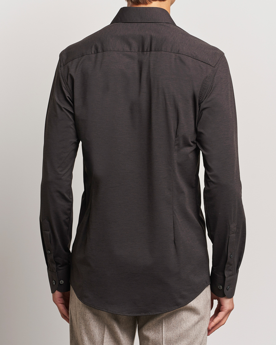 Heren | Overhemden | Eton | Slim Fit Four Way Stretch Shirt Dark Brown