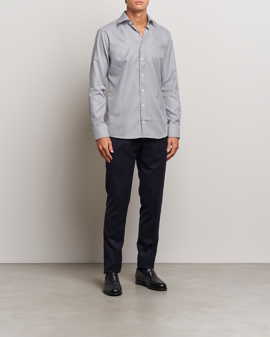 Heren | Overhemden | Eton | Slim Fit Signature Twill Striped Shirt Grey/White