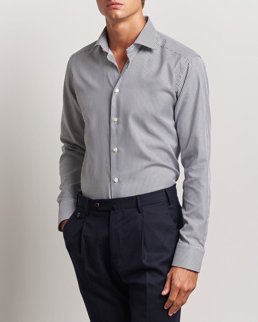 Heren | Overhemden | Eton | Slim Fit Signature Twill Striped Shirt Grey/White