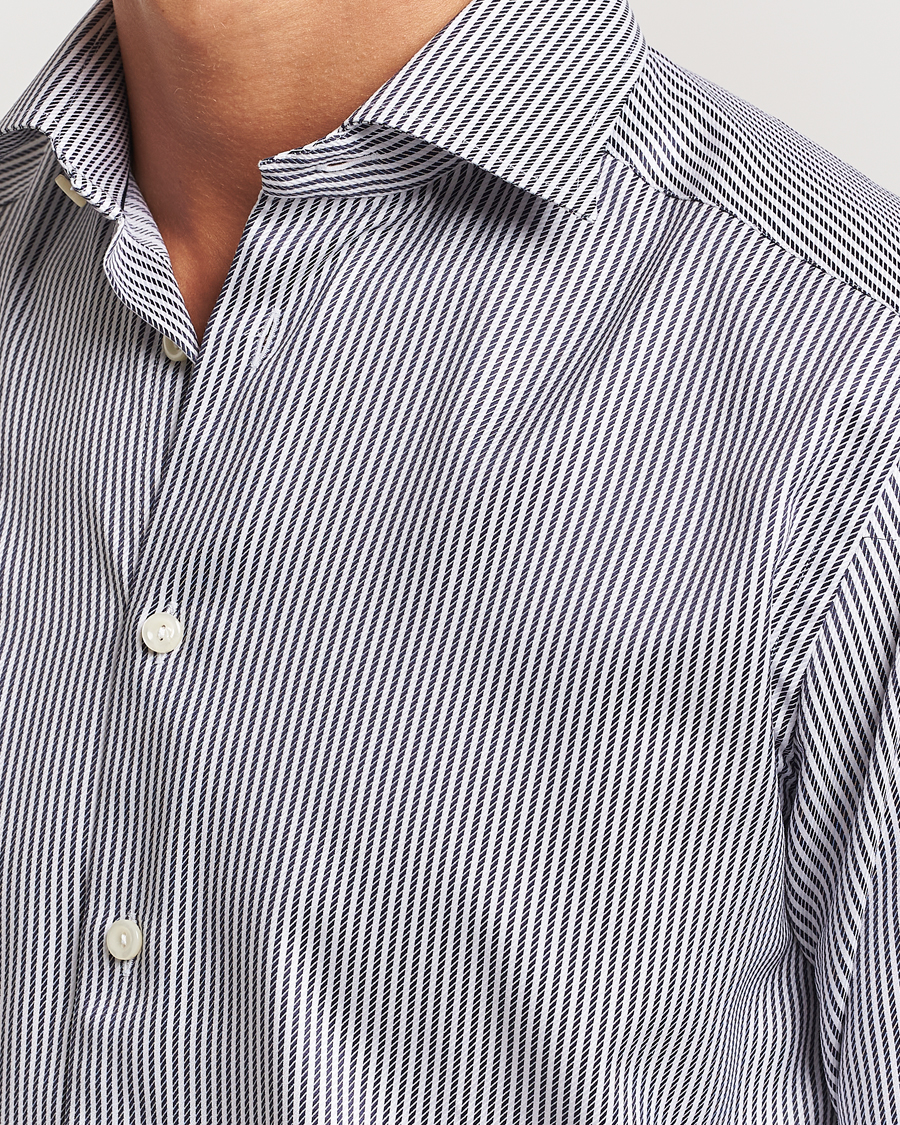 Heren | Overhemden | Eton | Slim Fit Signature Twill Striped Shirt Grey/White