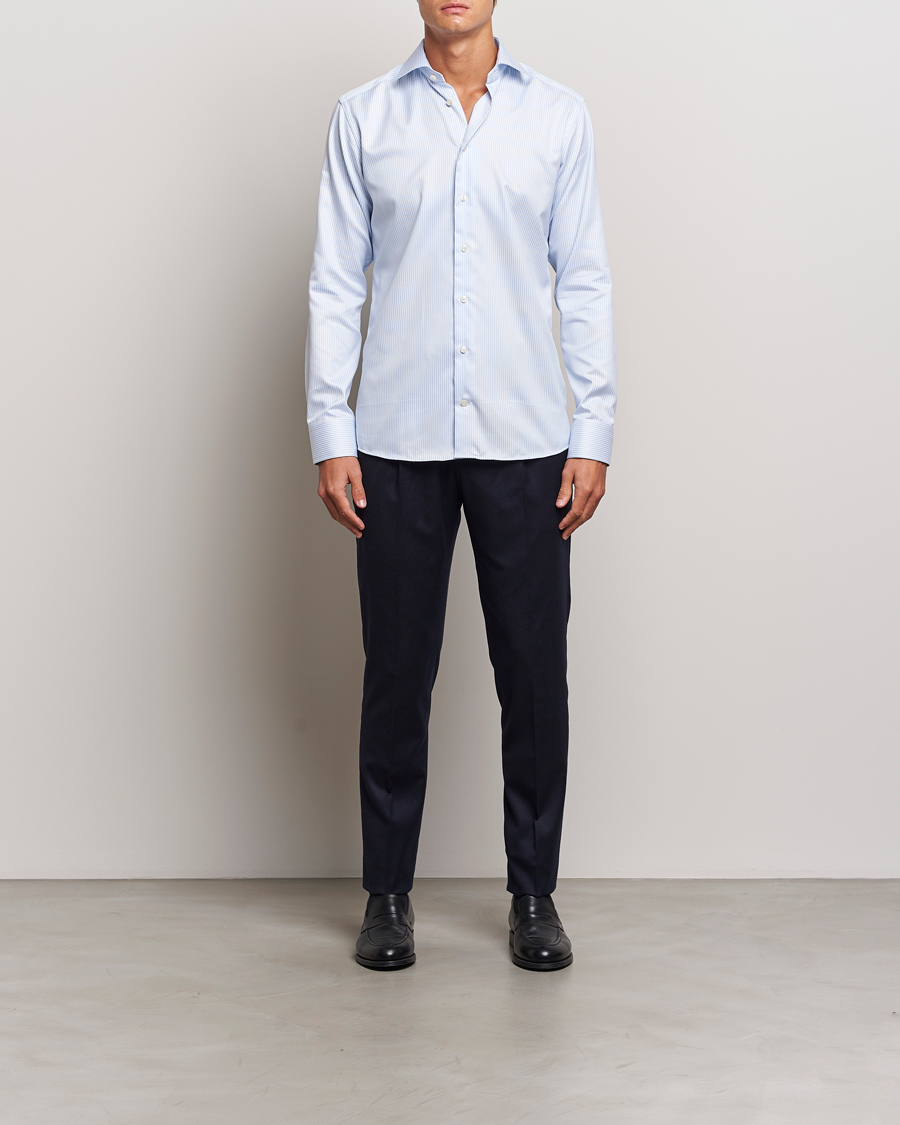 Heren | Overhemden | Eton | Slim Fit Signature Twill Striped Shirt Blue/White
