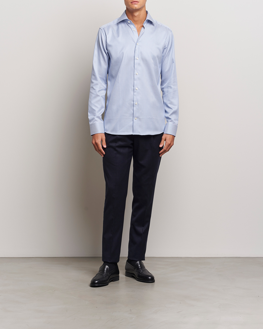 Heren | Overhemden | Eton | Slim Fit Signature Twill Striped Shirt Blue/White