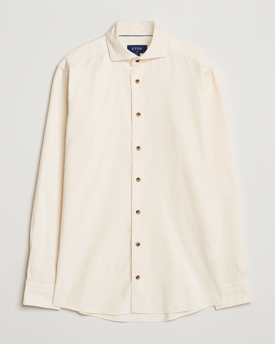 Heren | Overhemden | Eton | Slim Fit Fine Wale Corduroy Shirt Off White