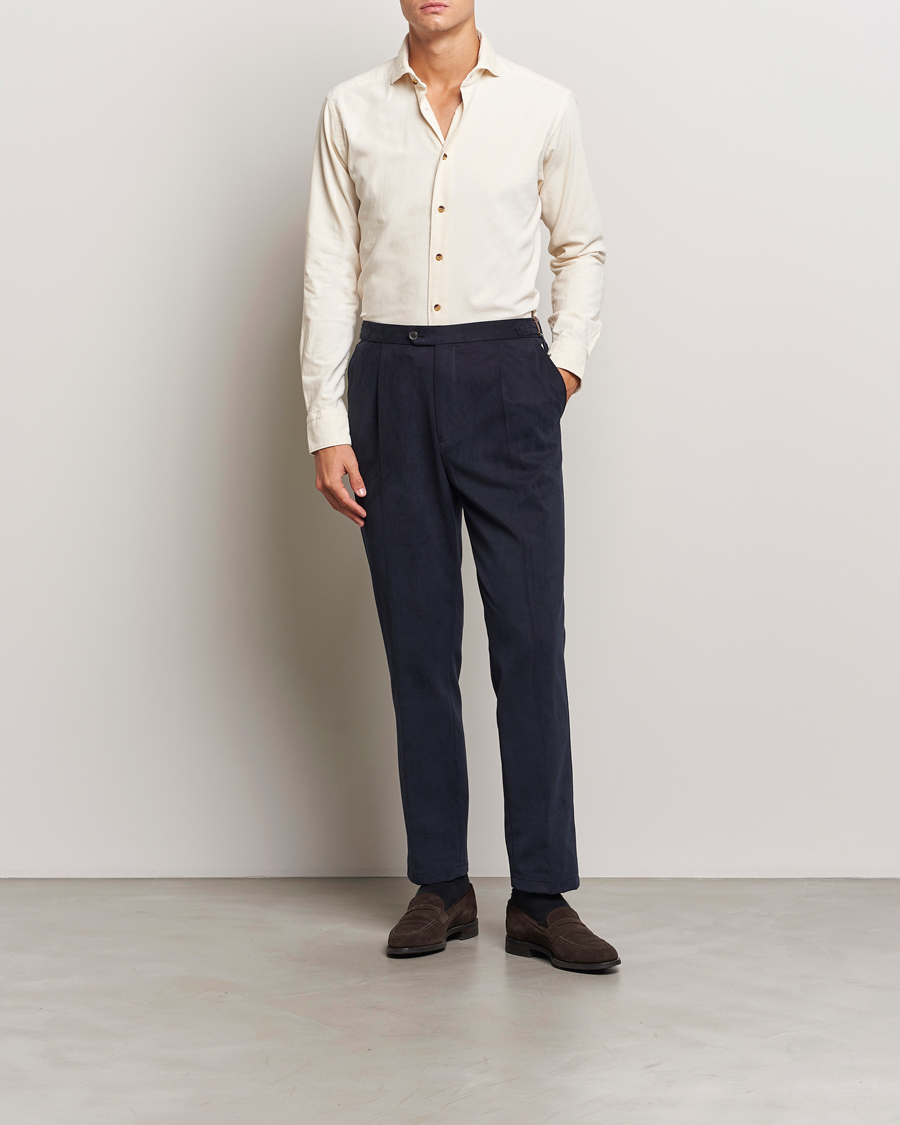 Heren | Overhemden | Eton | Slim Fit Fine Wale Corduroy Shirt Off White