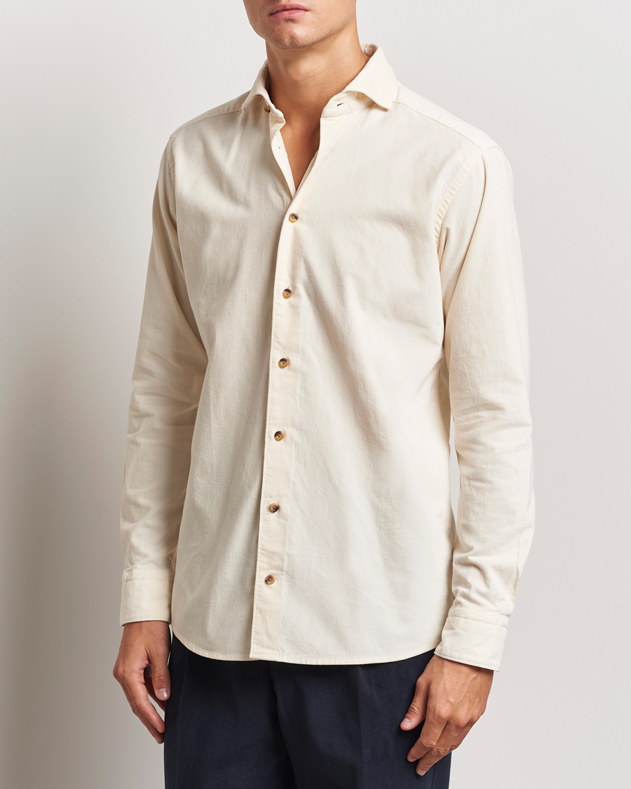 Heren | Overhemden | Eton | Slim Fit Fine Wale Corduroy Shirt Off White