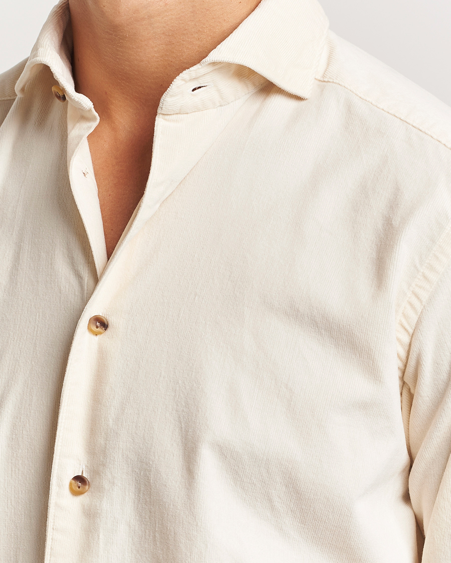 Heren | Overhemden | Eton | Slim Fit Fine Wale Corduroy Shirt Off White