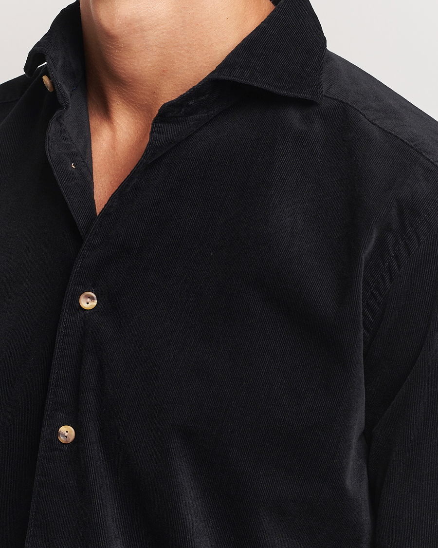 Heren | Overhemden | Eton | Slim Fit Fine Wale Corduroy Shirt Black