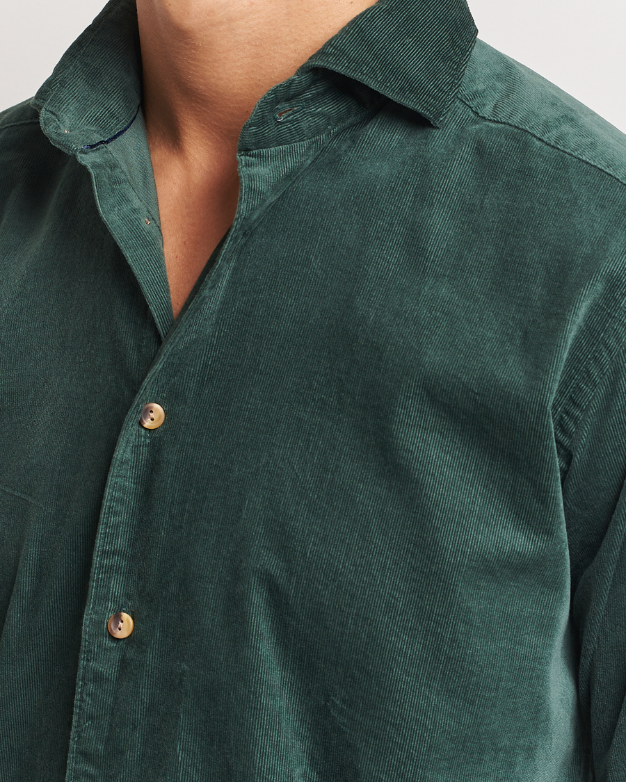 Heren | Overhemden | Eton | Slim Fit Fine Wale Corduroy Shirt Dark Green