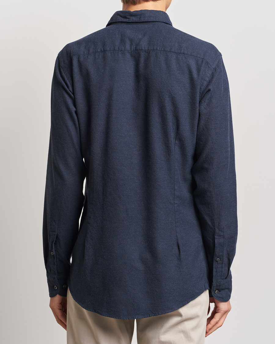 Heren | Overhemden | Eton | Slim Fit Twill Flannel Shirt Navy Blue
