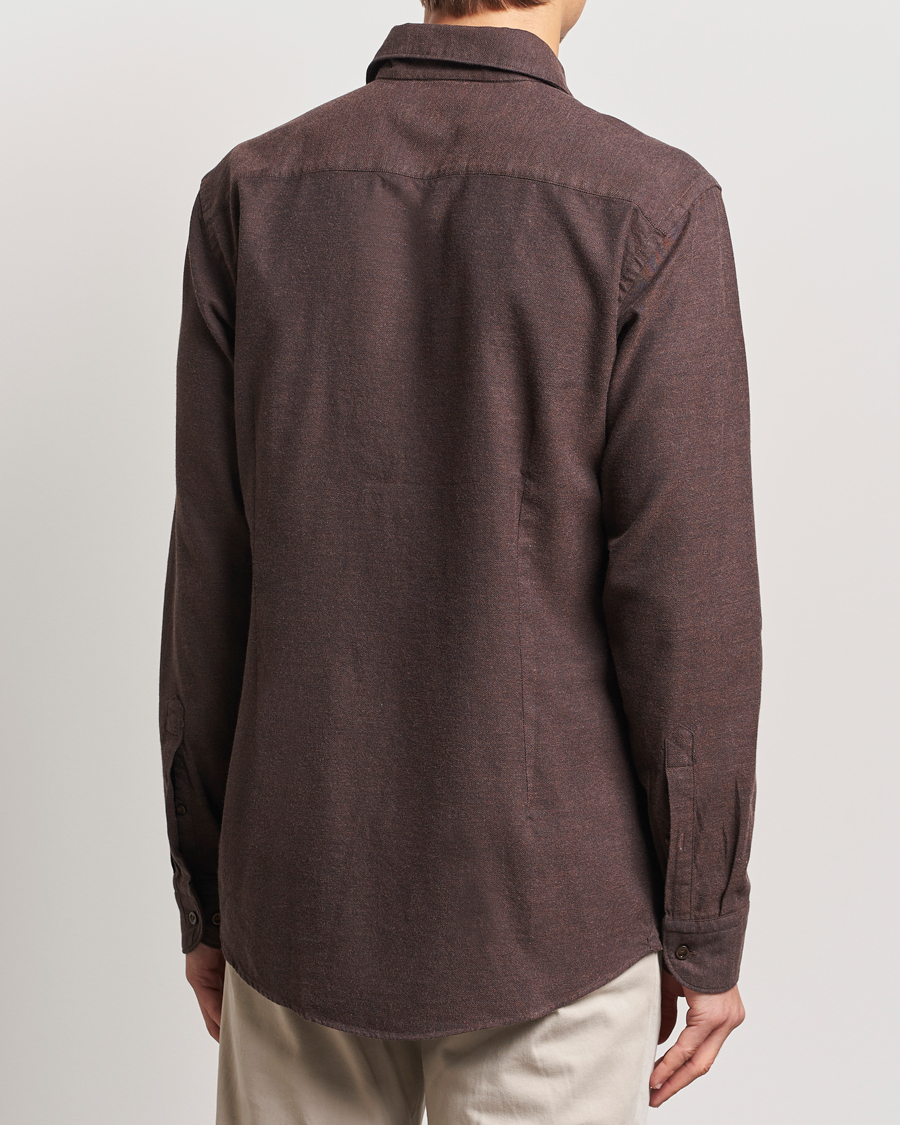 Heren | Overhemden | Eton | Slim Fit Twill Flannel Shirt Dark Brown