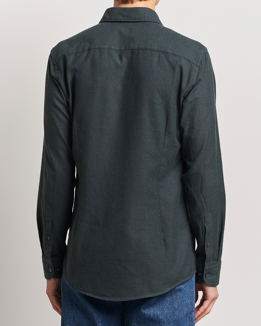 Heren | Overhemden | Eton | Slim Fit Twill Flannel Shirt Dark Green