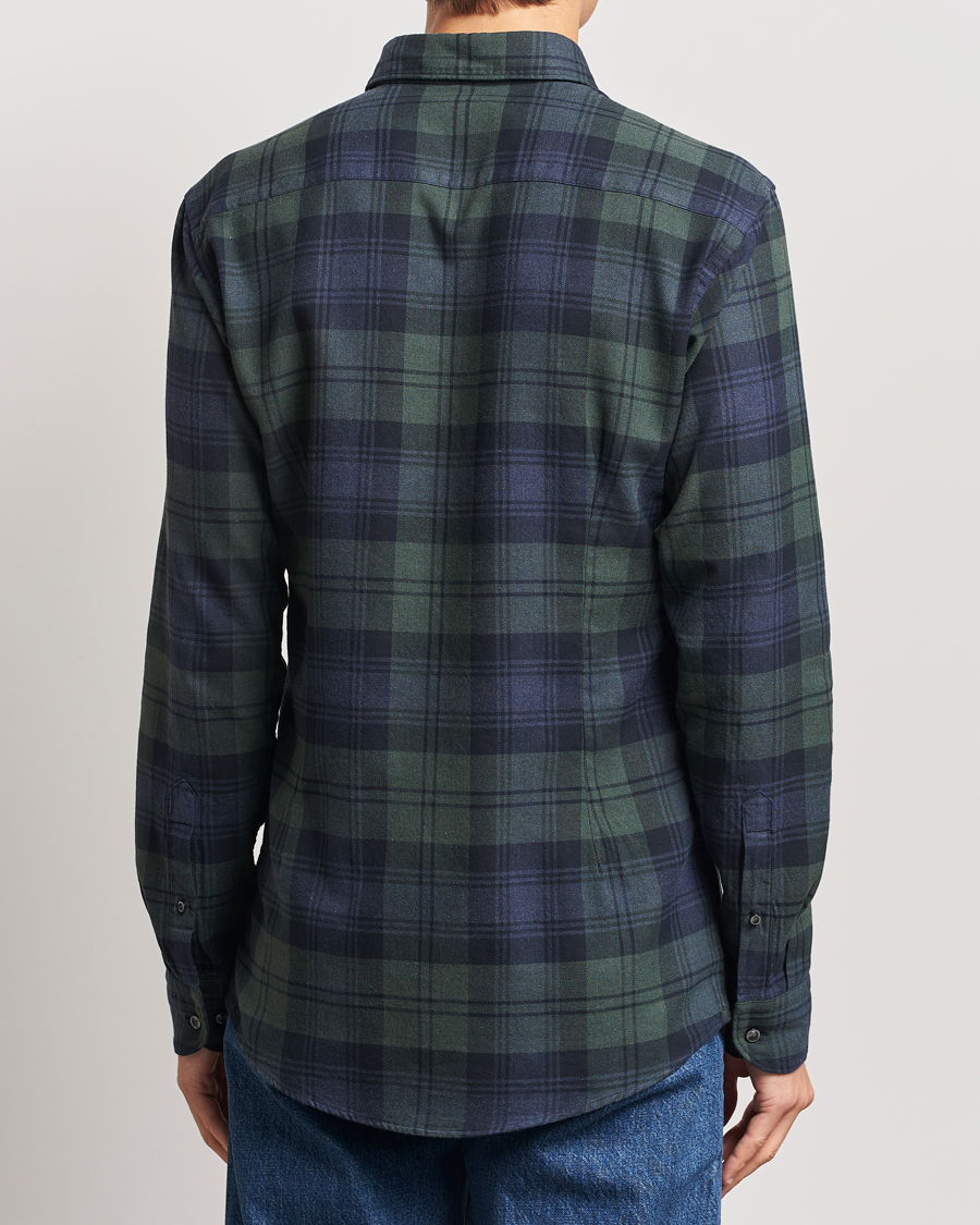 Heren | Overhemden | Eton | Slim Fit Checked Flannel Shirt Dark Green