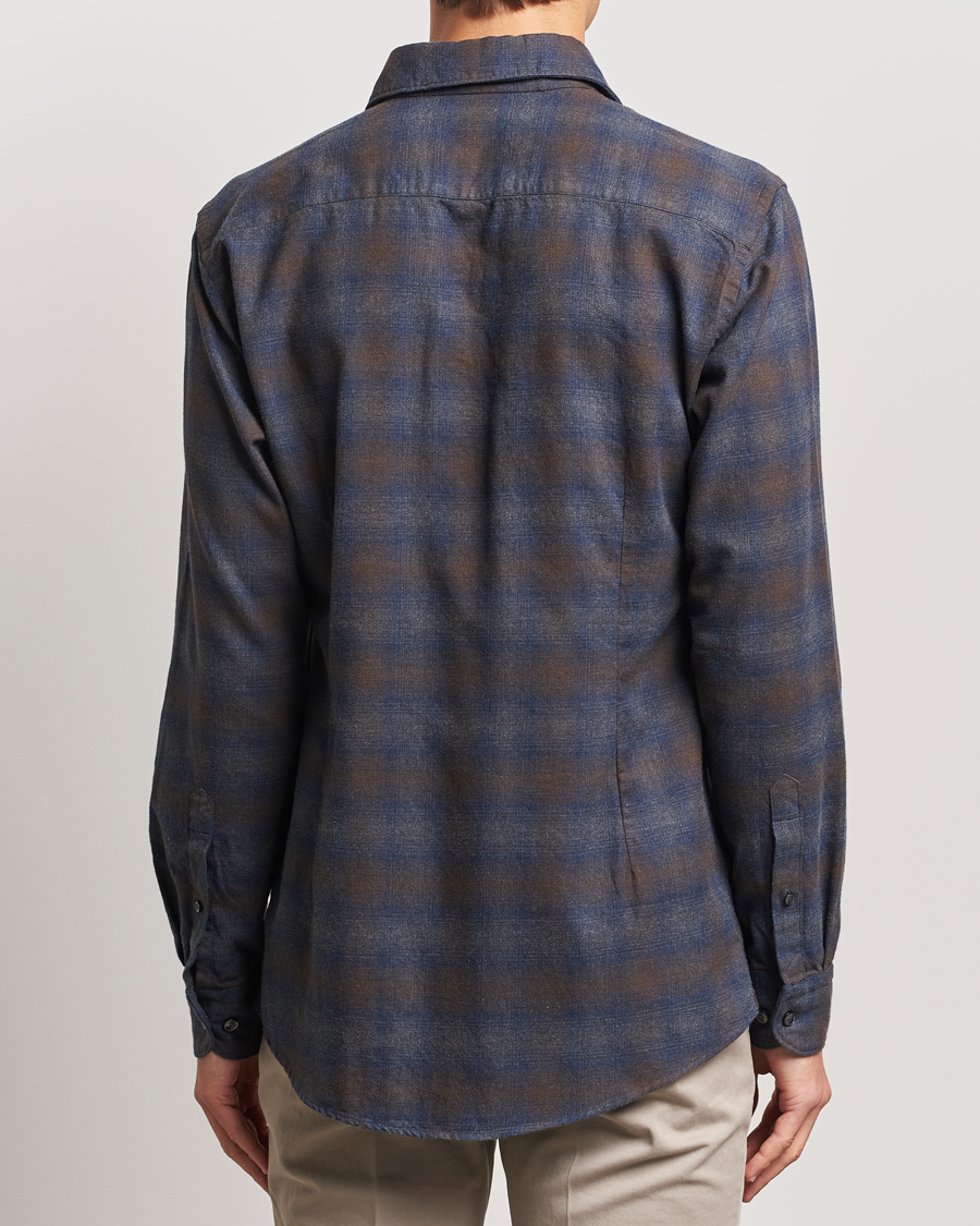 Heren | Overhemden | Eton | Slim Fit Checked Flannel Shirt Navy Blue