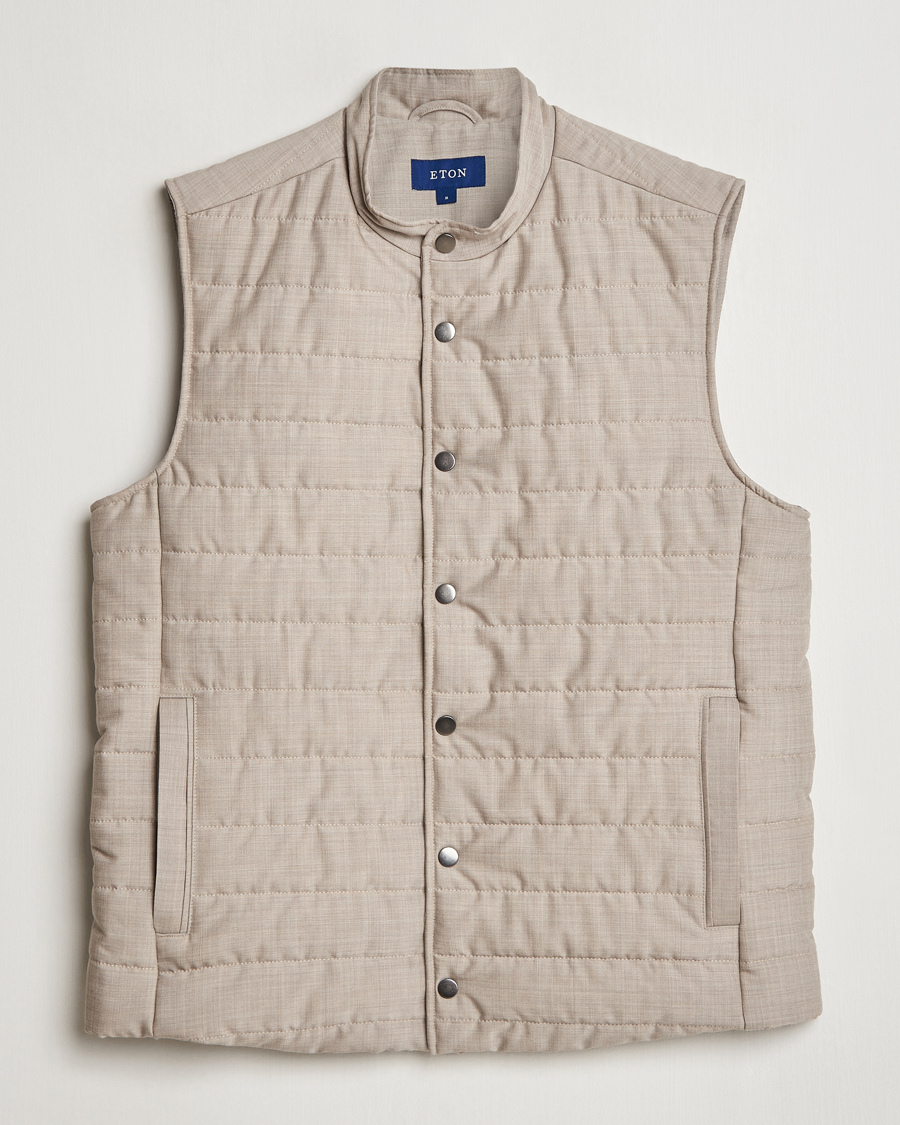Heren | Jassen | Eton | Padded Wool Vest Beige