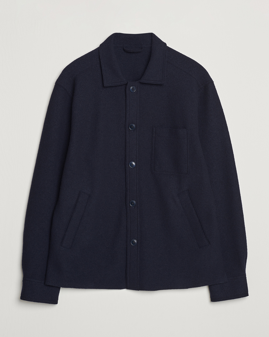 Heren | Overhemden | Eton | Boiled Wool Overshirt Navy Blue