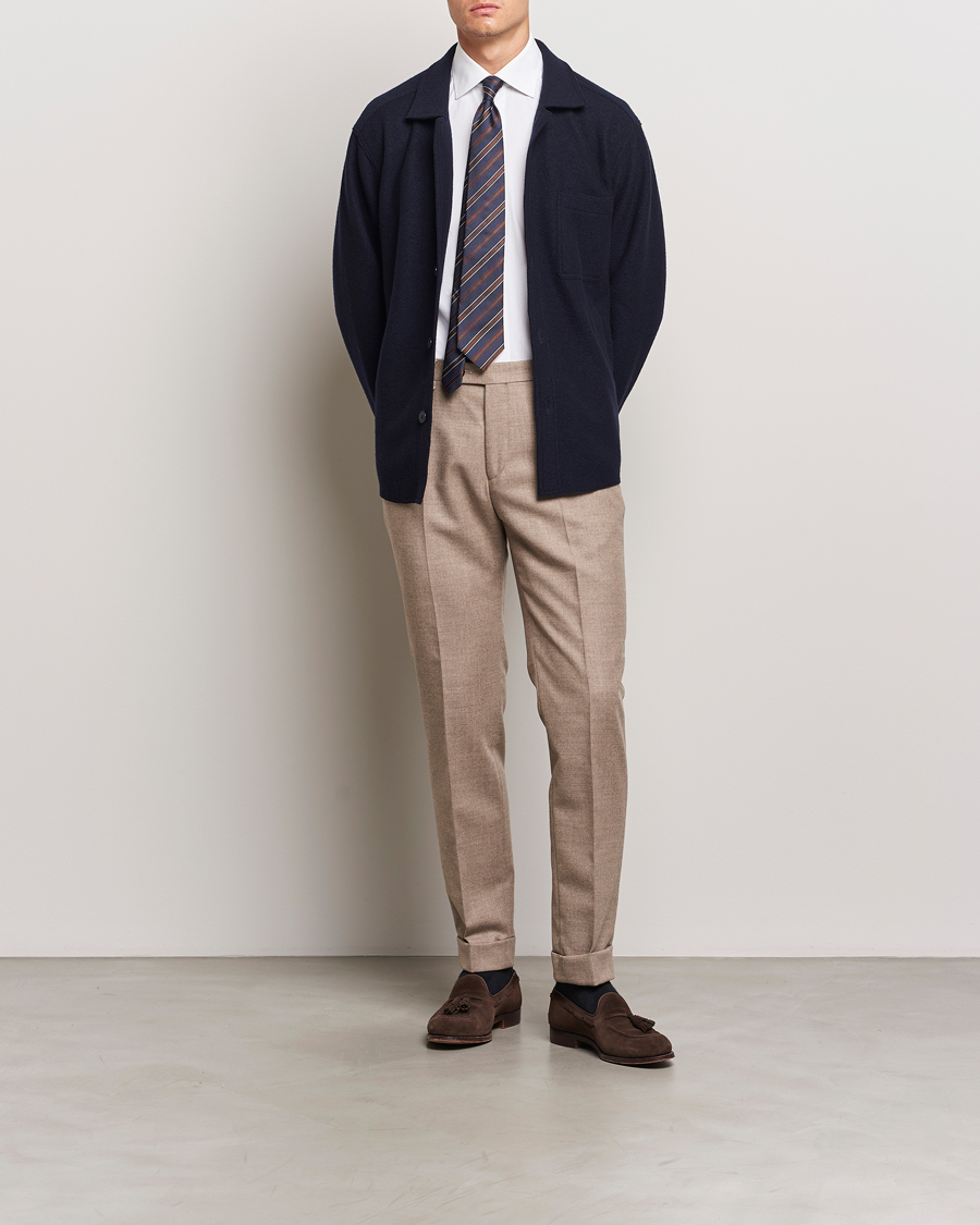 Heren | Overhemden | Eton | Boiled Wool Overshirt Navy Blue