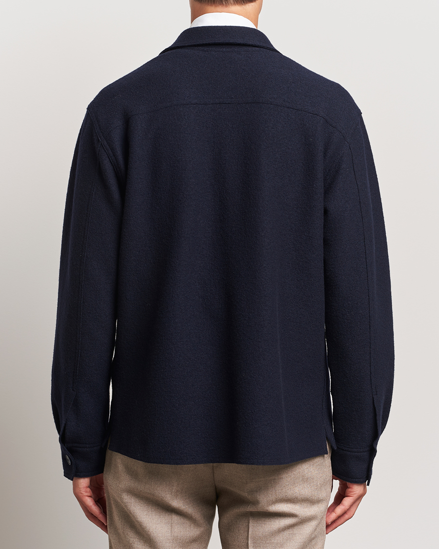 Heren | Overhemden | Eton | Boiled Wool Overshirt Navy Blue