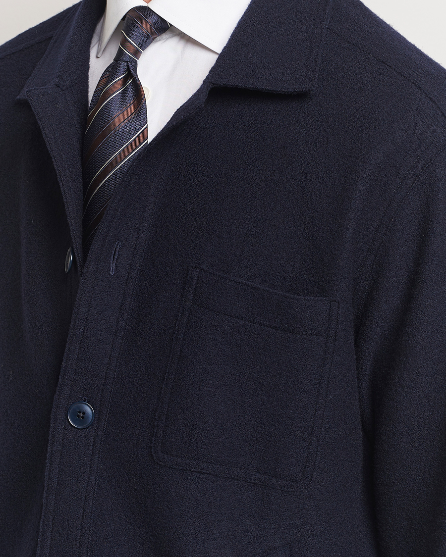Heren | Overhemden | Eton | Boiled Wool Overshirt Navy Blue