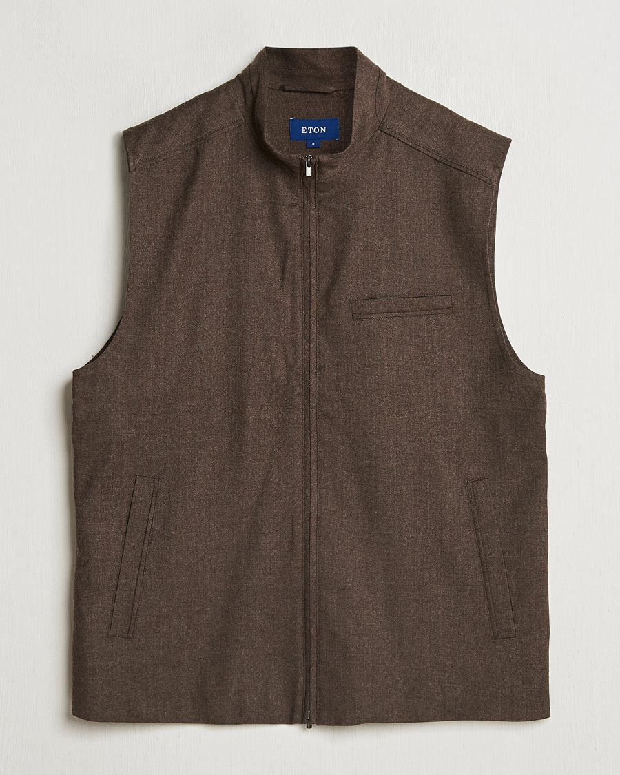 Heren | Jassen | Eton | Wool Flannel Vest Dark Brown