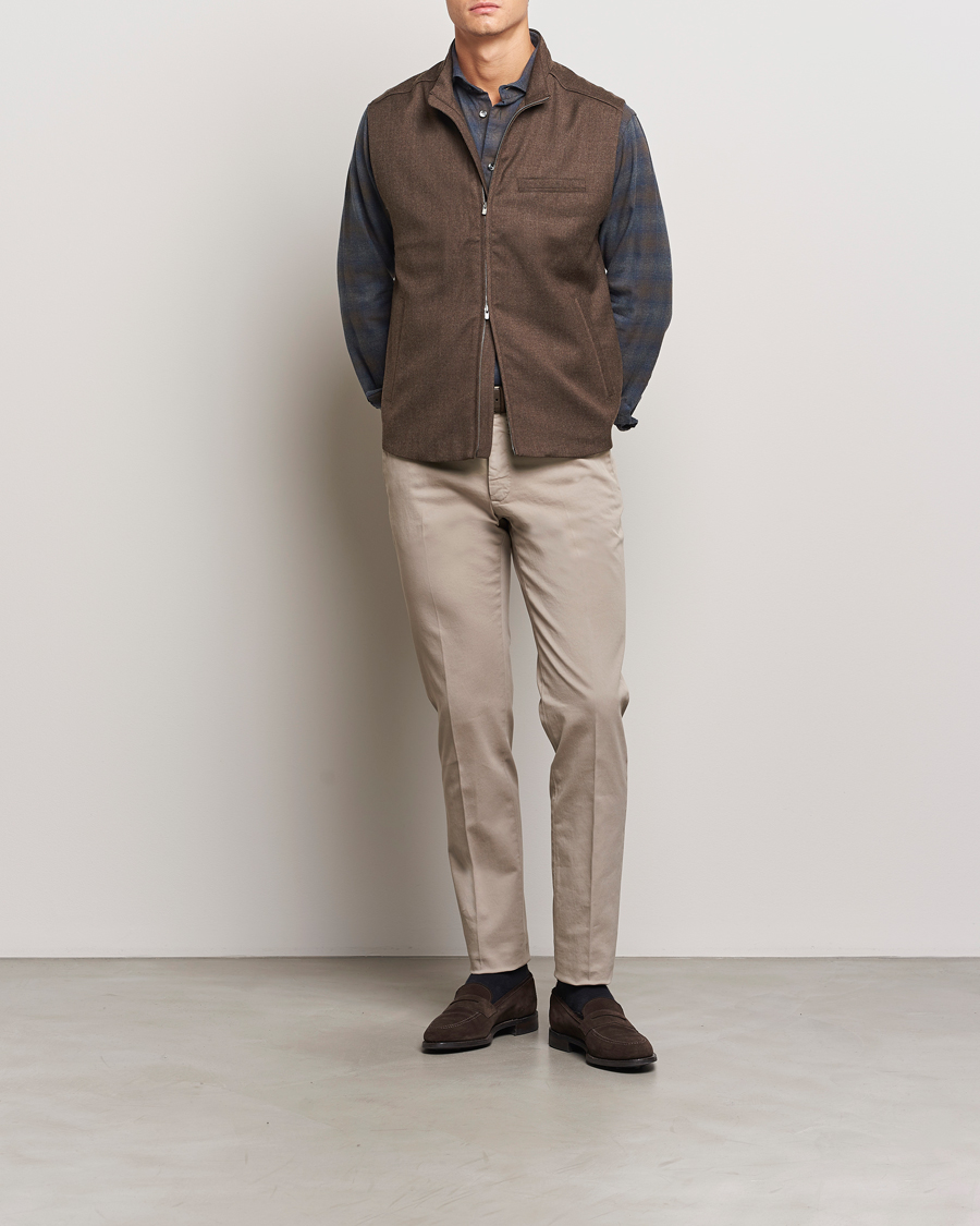 Heren | Jassen | Eton | Wool Flannel Vest Dark Brown