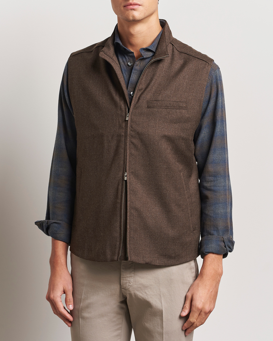 Heren | Jassen | Eton | Wool Flannel Vest Dark Brown